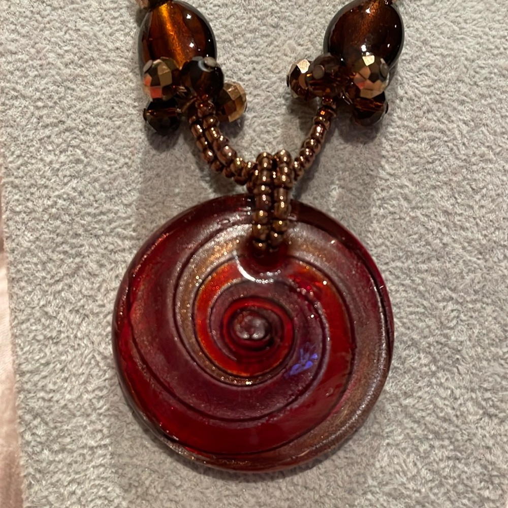 Italian Murano Style Art Glass Beaded Necklace 16”